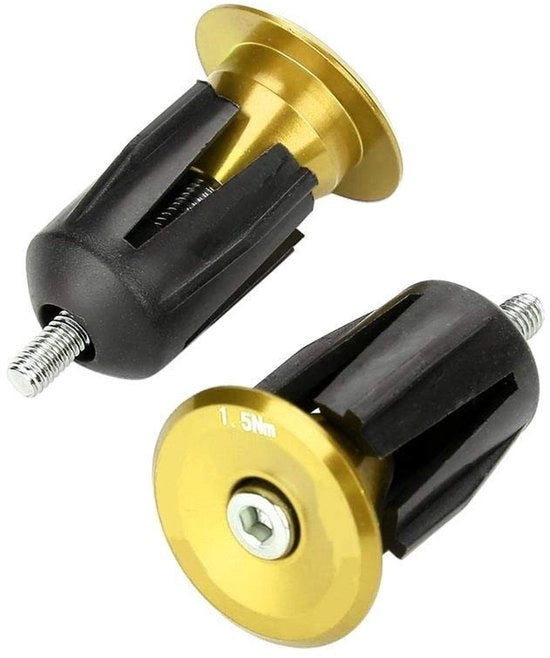 Stoppero per sterzo in alluminio leggero - 24K oro - per biciclette da corsa e mountain bike - 2 pezzi