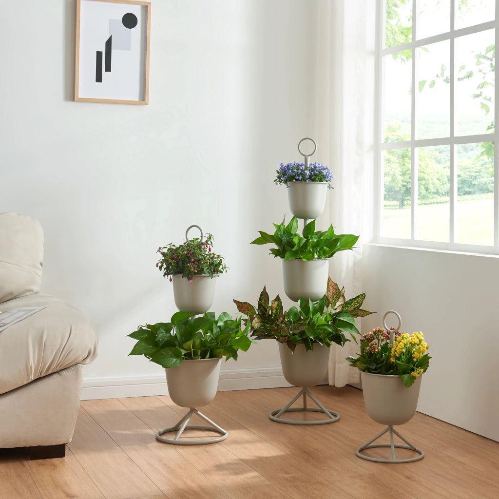 Stand Portapiante Alphen con 1 Vaso - Grigio chiaro [en.casa]
