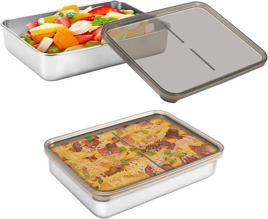 Set di 2 contenitori - acciaio inossidabile - ermetico - 800 ml