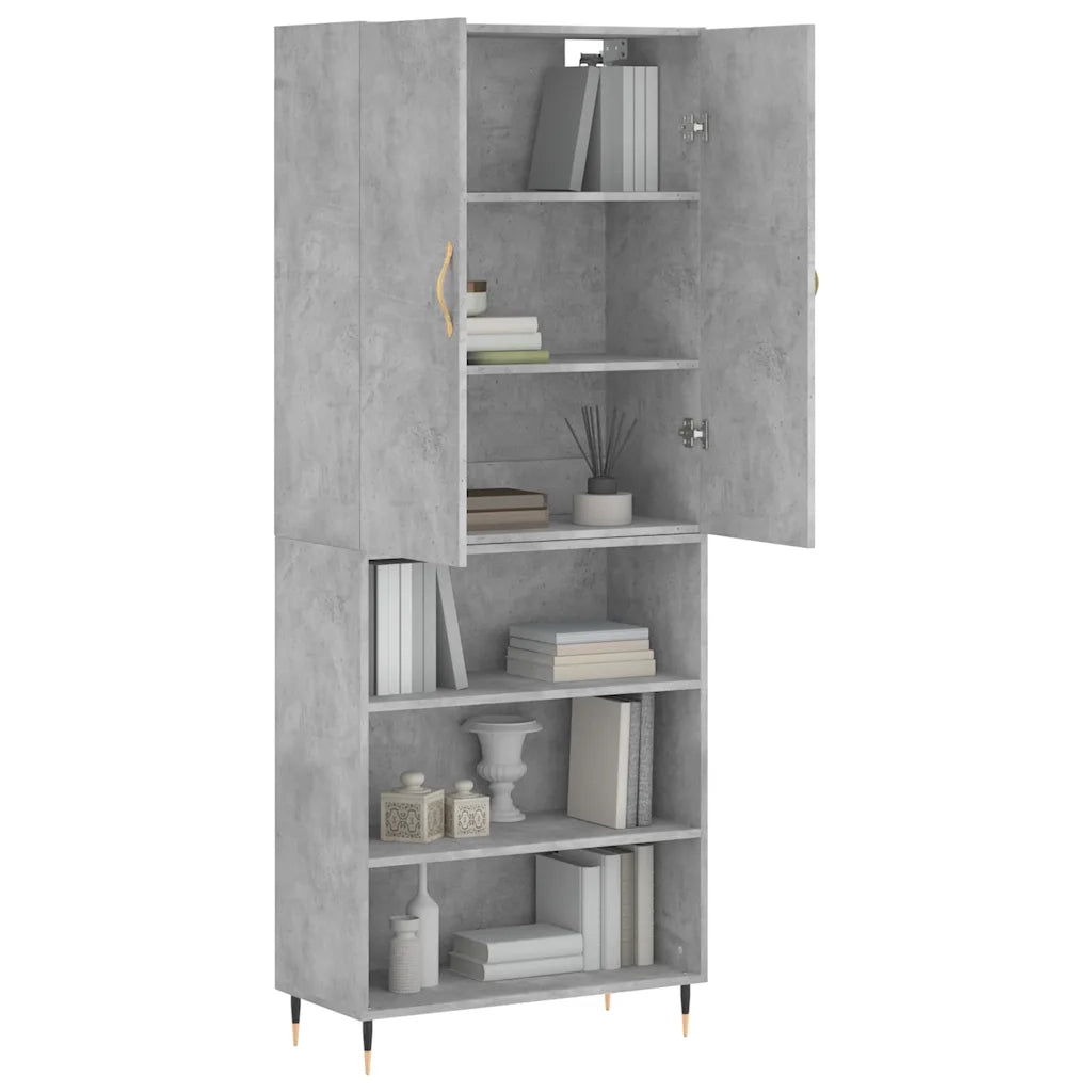 Credenza-Buffet-Armadio da cucina Grigio Cemento 69,5x34x180 cm in Legno Multistrato 287958