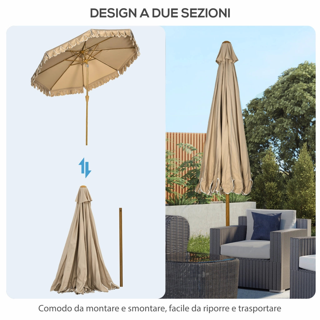 Ombrellone da Giardino Inclinabile 8 Stecche ¨C zephmum ¨C 2.7x2.4 m Cachi