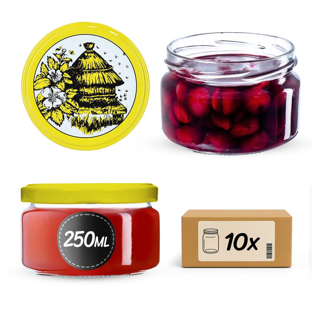 Barattoli per conserve KADAX Denia 250ml 10 pezzi 82mm + coperchio "Api"