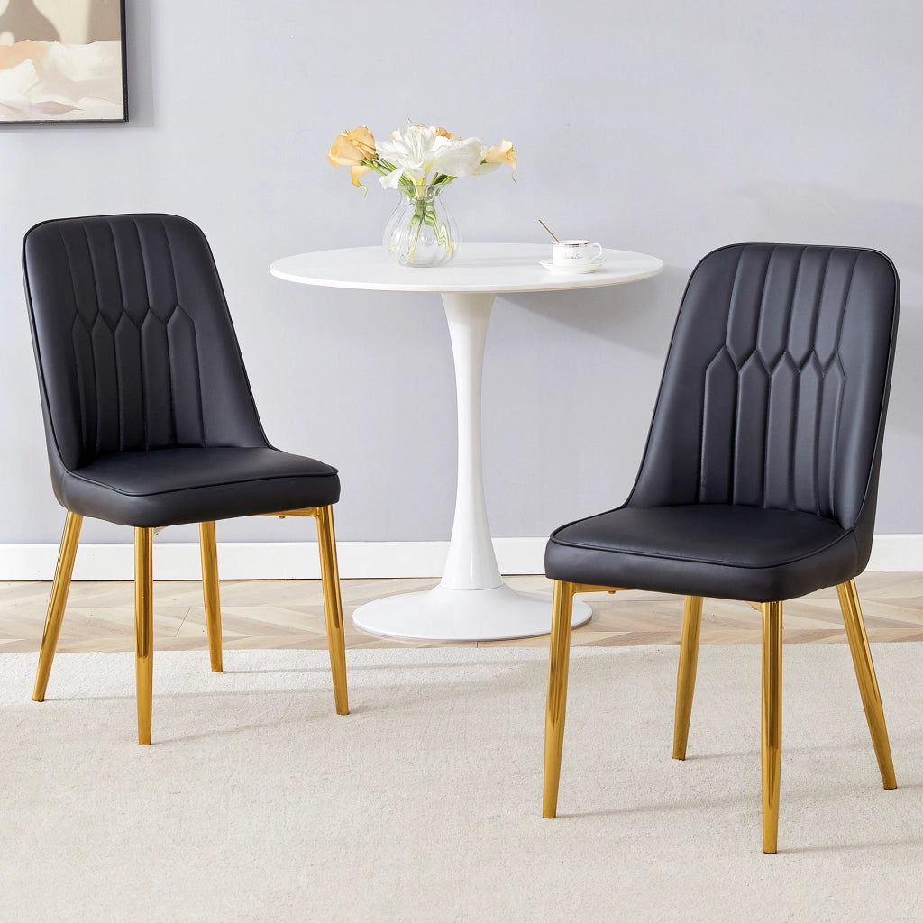Sedie da Pranzo in Similpelle Nera con Gambe in Metallo ¨C MINIMAL ¨C Set 2 Pezzi
