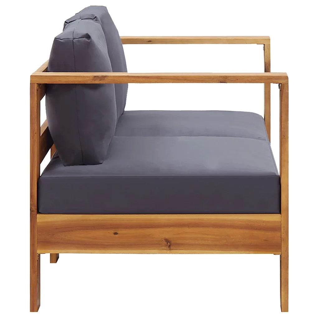 Panca da Giardino con Cuscini 140 cm in Legno di Acacia Grigio 47276