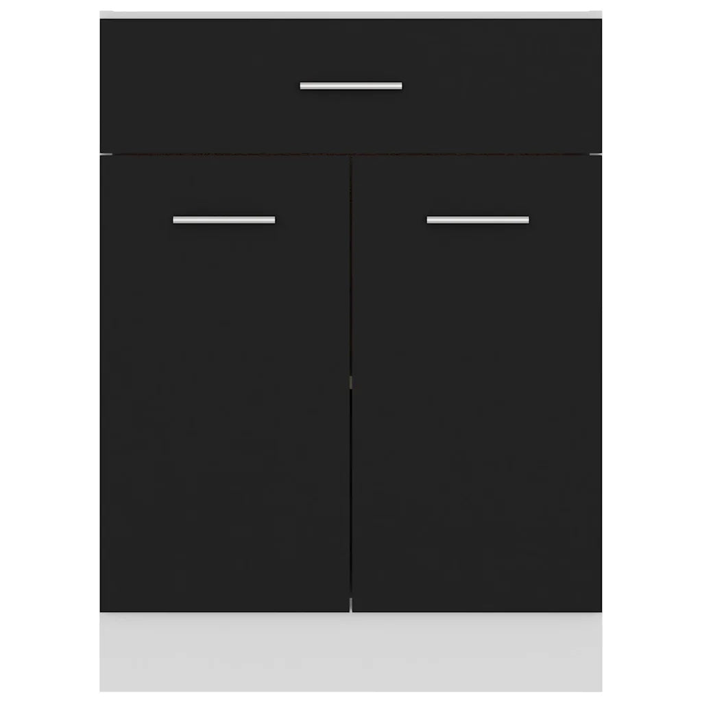 Pensile da cucina | Armadio Inferiore con Cassetto ¡°Lyon¡± Nero 60x46x81,5 cm