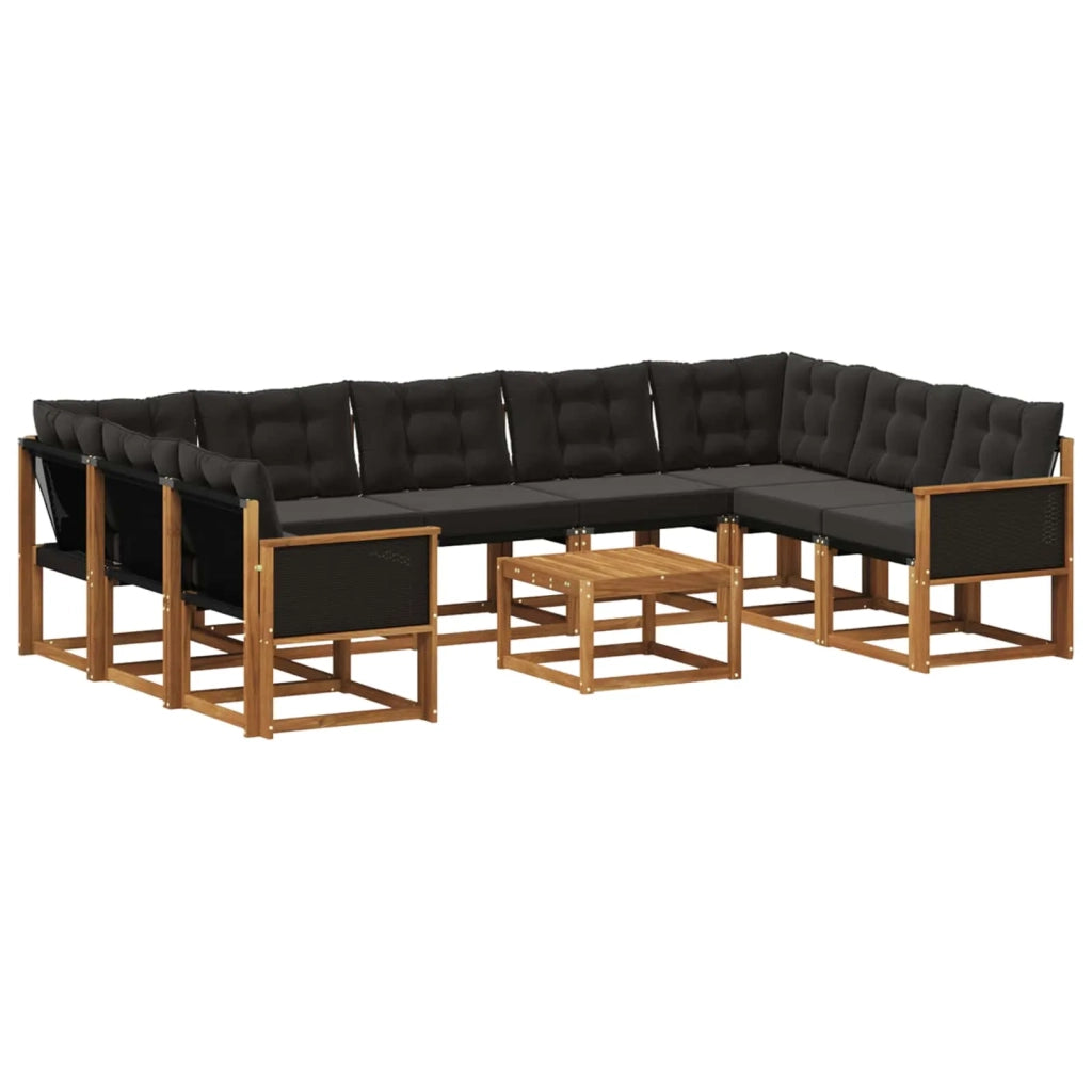 Set di divani da esterno 10 pz Naturale e Nero 3382216