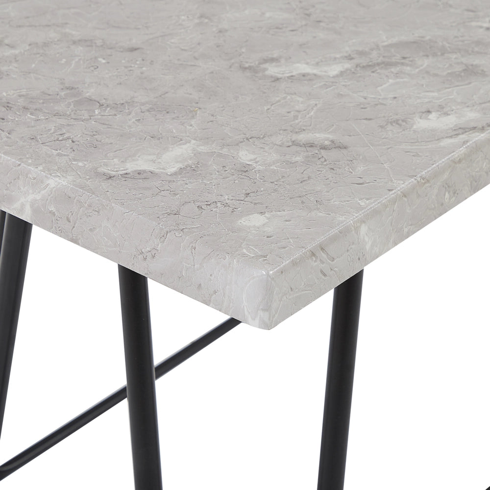 Set da pranzo Top impiallacciato marmo grigio e Nero 2 panche 4 posti industriale
