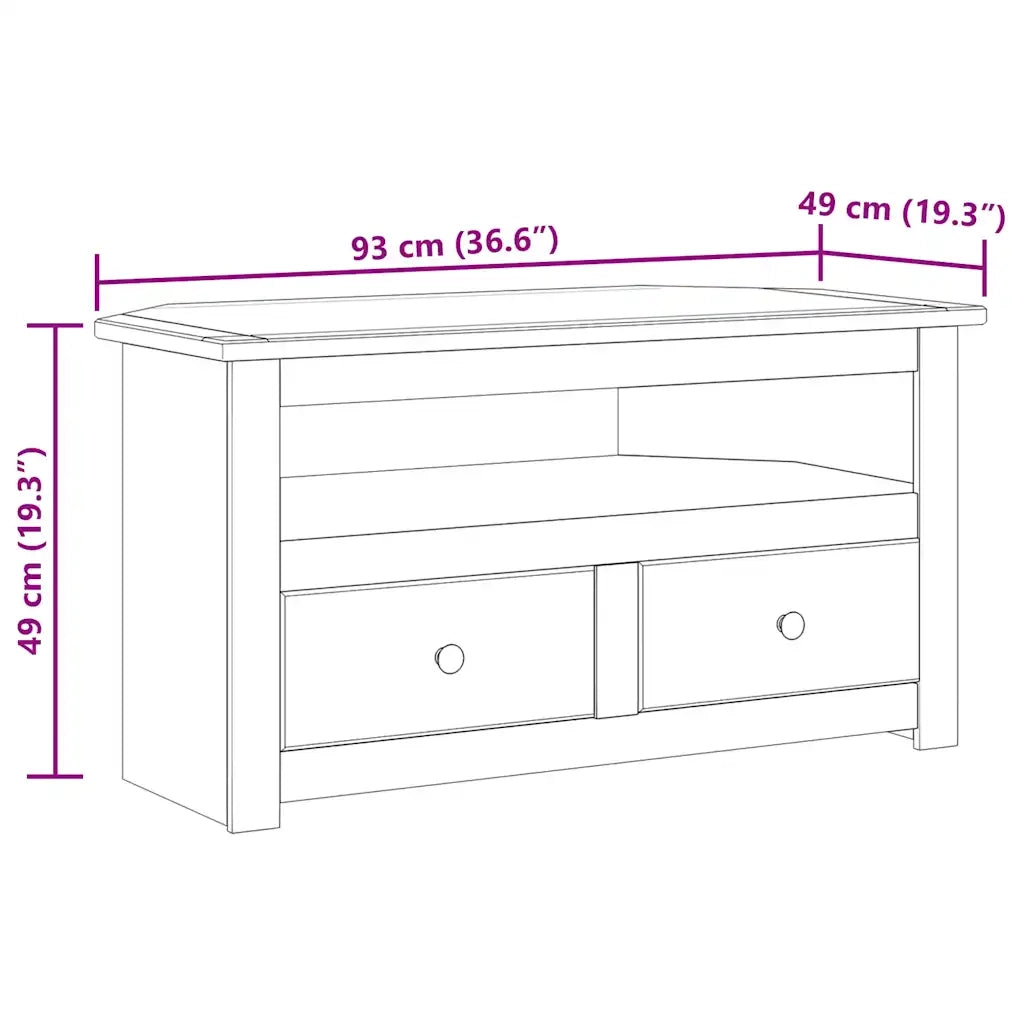 Mobile TV | Armadietto TV | Mobile Porta TV Angolare Bianco 93x49x49cm in Pino Serie Panama