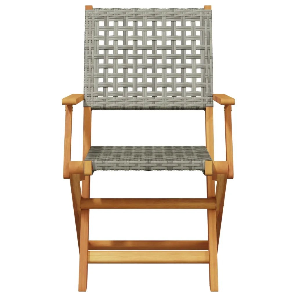 Sedie da Giardino 2 pz | Sedie da Esterno Grigie Legno Massello Acacia e Polyrattan