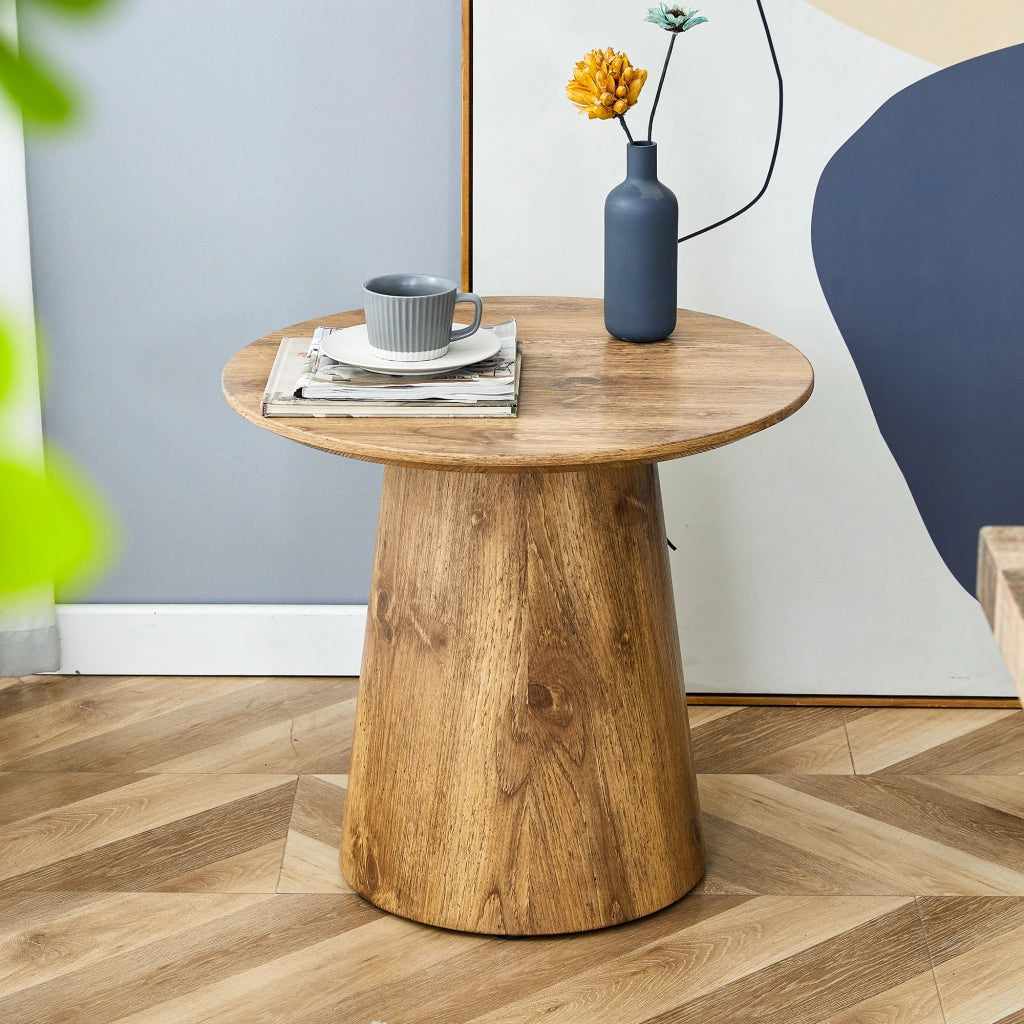 TAVOLINO ROTONDO 50 cm Effetto legno MDF