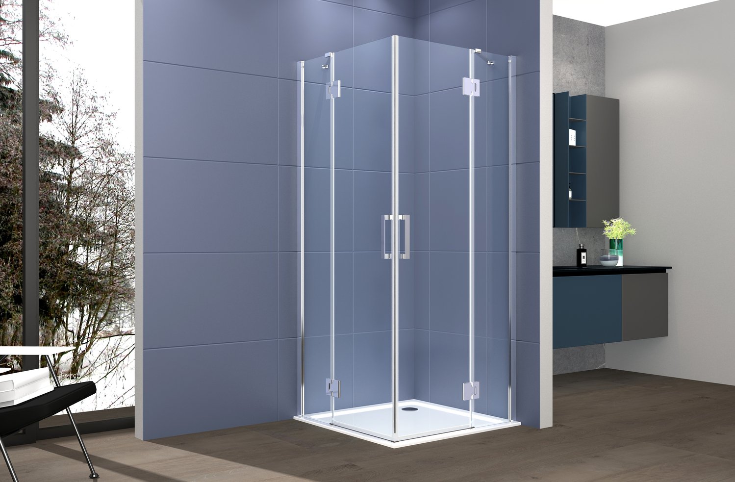 Box doccia angolare 80x120 cm apertura due ante battenti H200 cm cristalli trasparente 6mm profilo CROMATO GIOIA