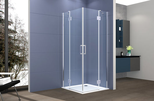 Box doccia angolare 80x90 cm apertura due ante battenti H200 cm cristalli trasparente 6mm profilo CROMATO GIOIA