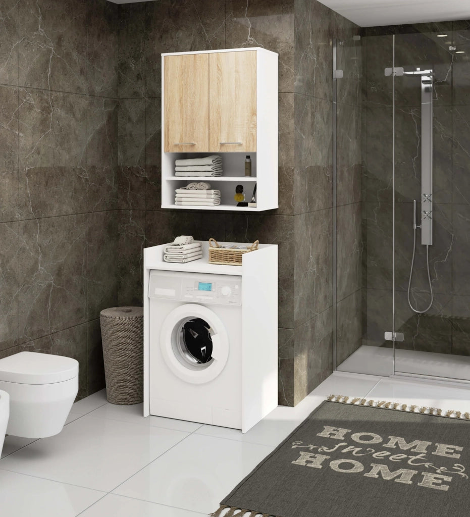 Mobile bagno sospeso AKORD FIN H934 W64 Bianco, Quercia Sonoma 2 ante 64x94x30 cm