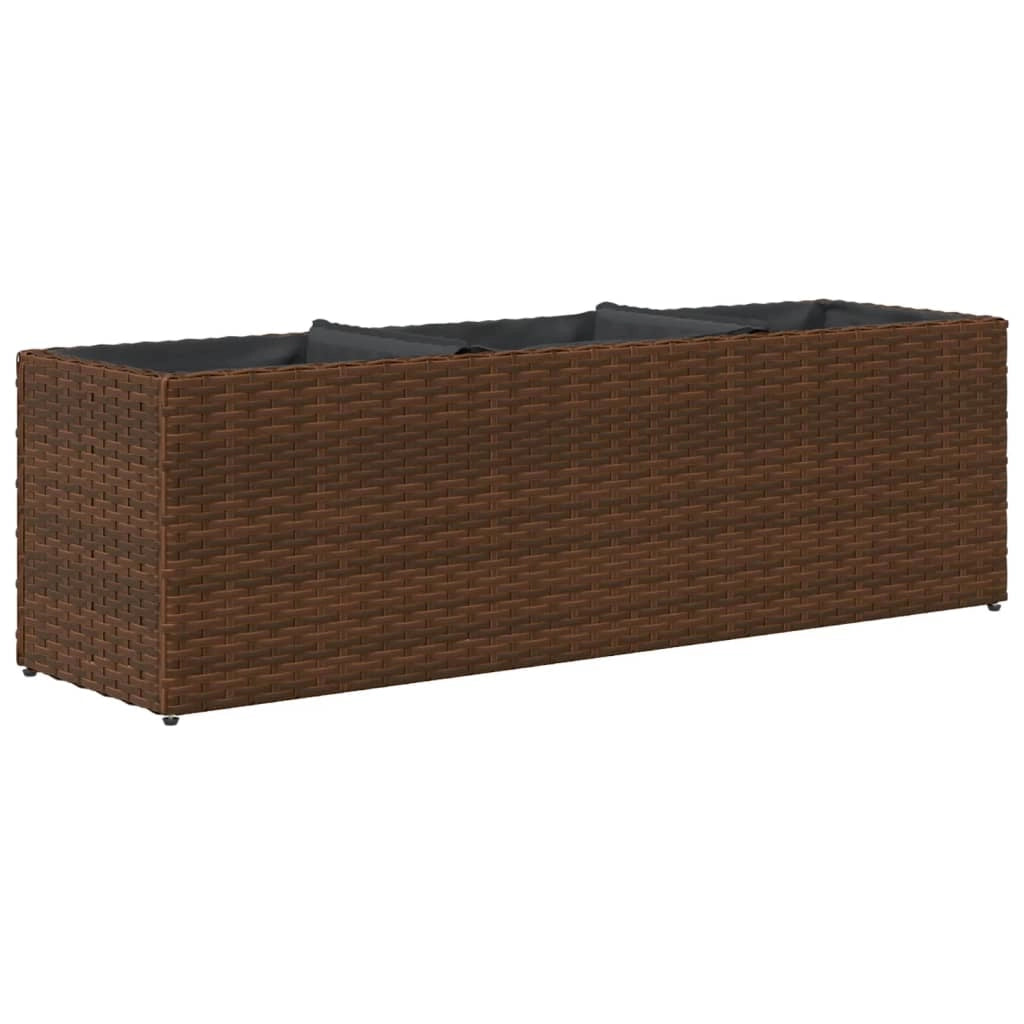 Fioriera rialzata per piante fiori giardino terrazze con 3 vasi set da 2 105 x 30 x 32 cm resina intrecciata marrone 02_0038859
