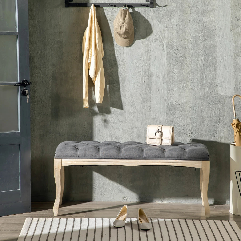 Panca imbottita con cuscini ¨C zephmum ¨C 110 cm grigio legno