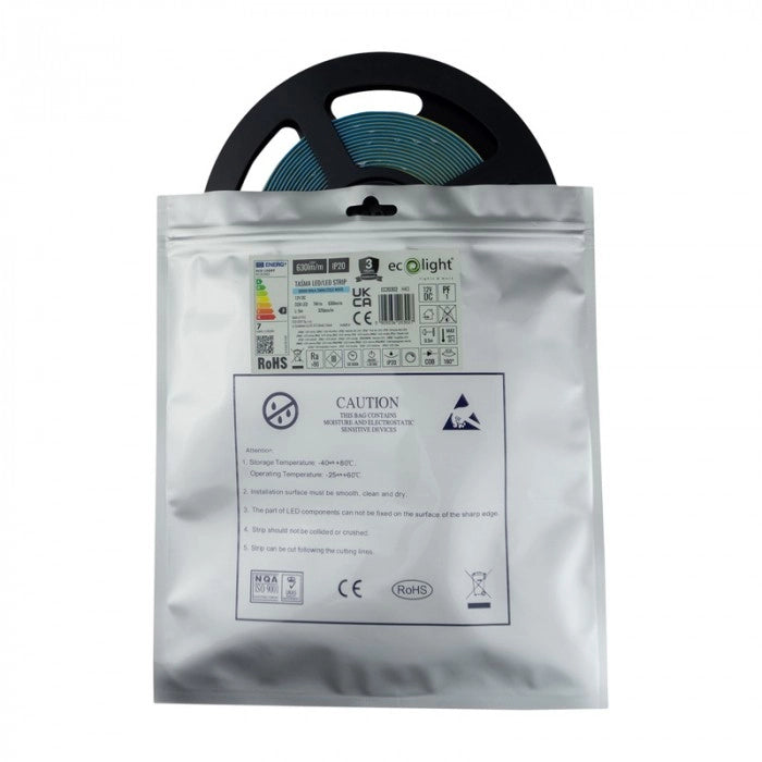 Striscia LED COB 320 7W/m 6000K 12V IP20 5m dimmerabile