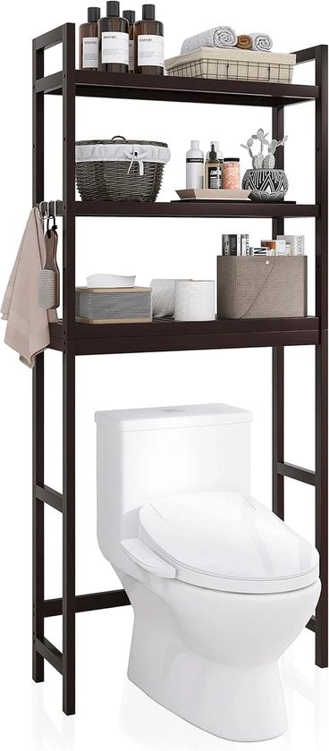 Organizzatore per bagno a 3 livelli - bamboo - 3 strati - marrone scuro