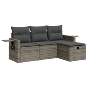 Set Divani da Giardino 4 pz | Set Salotto da Giardino con Cuscini in Polyrattan Grigio