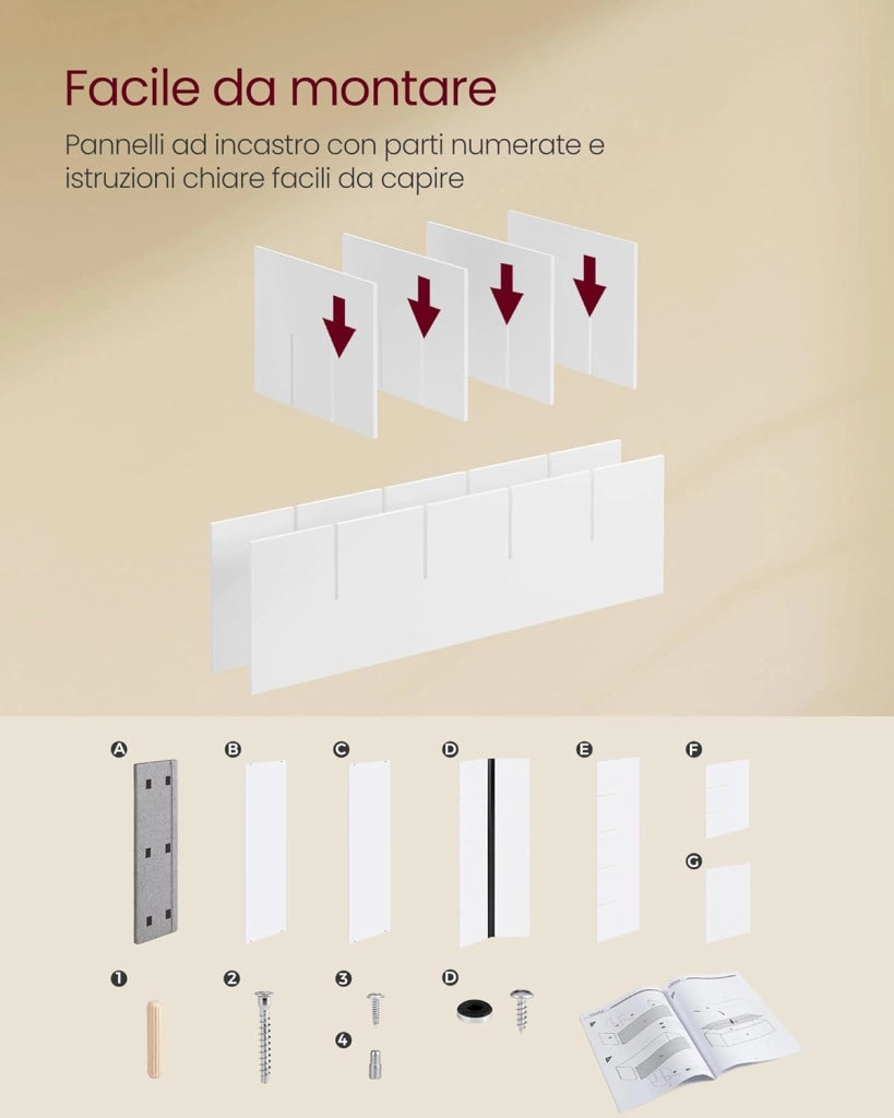 VASAGLE Panca Scarpiera, Scarpiera Ingresso con Seduta Imbottita e 15 Scomparti, Scaffale Porta Scarpe da Ingresso, 30 x 105 x 48 cm, Bianco e Grigio LHS15WT