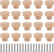 Knoppi per mobili, 20 pezzi, maniglie e pomelli in legno, maniglia in legno per cassetti, pomelli in legno, accessorio per arredamento per porta armadio, cassetto, armadio, scatola per scarpe, 35 x 25 mm