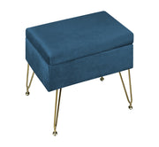 Pouf Panca Imbottita Divanetto In Velluto Contenitore PortaOggetti Panca Sgabello A Pie Di Letto Con Gambe In Metallo Dorato Cassapanca Scarpiera Ingresso Legno Massello Panchina  - Petrolio