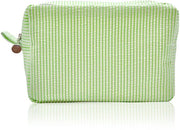 Tas cosmetica per donne, grande capacità, borsa trasportabile a strisce, borsa da toeletta per donne, borsa da toeletta con ampia apertura (verde)