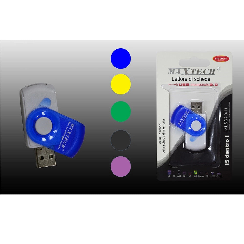 Trade Shop - Pennetta Usb 2.0 Lettore Schede Di Memoria Sd Tf Minisd W2 Ms Xd Ms Maxtech Lto-sm003 -