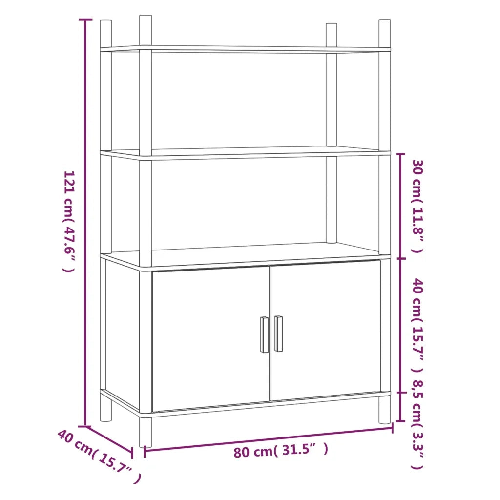 Credenza Nera 80x40x121 cm in Legno Multistrato 345700