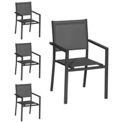 Set di 4 sedie in alluminio antracite - textilene grigio