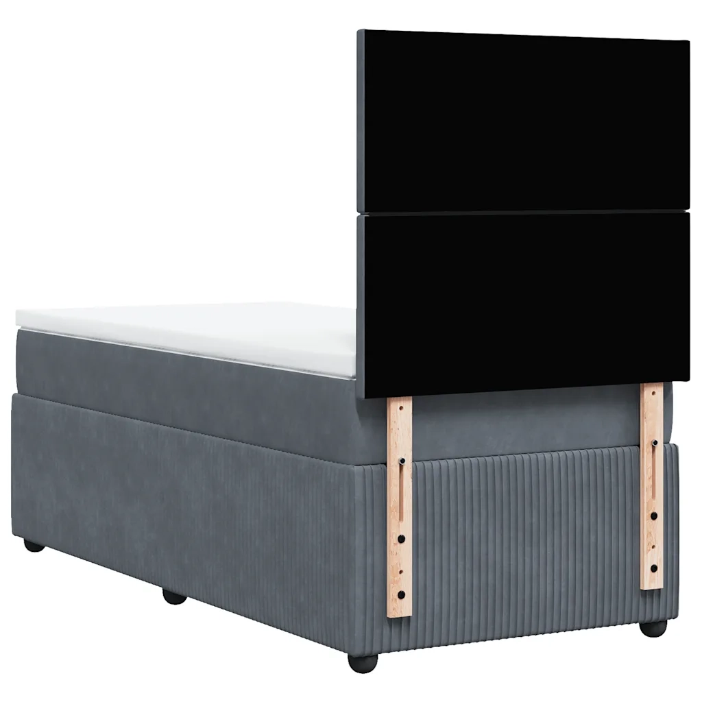 Giroletto a Molle con Materasso Grigio Scuro 90x200 cm Velluto 3294533