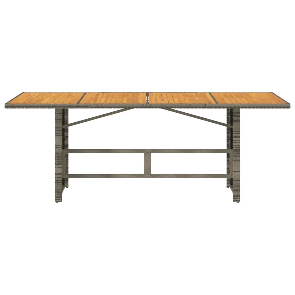 Tavolo Giardino | Tavolino da esterno Piano Legno Acacia Grigio 190x80x74 Polyrattan