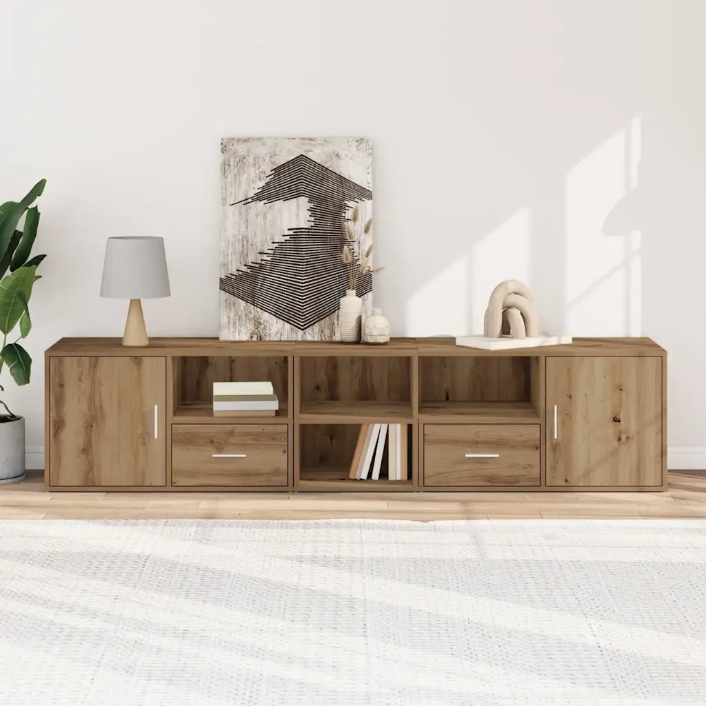 Mobile Angolare Rovere Artigianale 200x40x45 cm in Truciolato 3307836