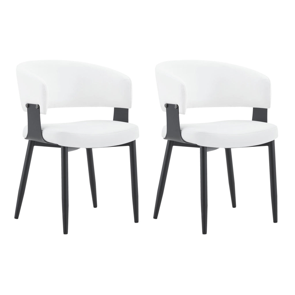 Sedia da pranzo 96x59.5x40 cm con schienale ergonomico in PU bianco e nero