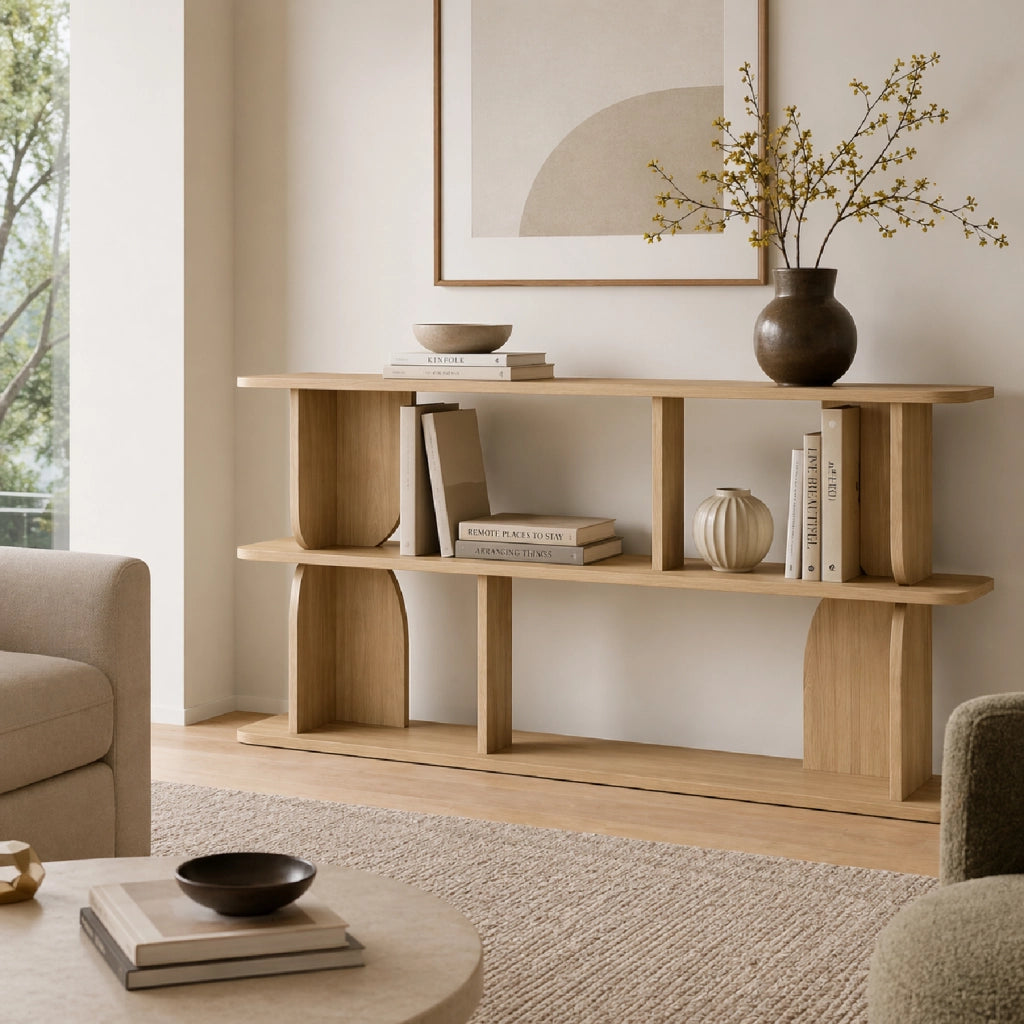 Libreria Moderna Con 4 Vani A Giorno E 3 Ripiani Design Moderno Minimal Mobile Per Soggiorno Corridoio Studio Ufficio Stile Contemporaneo In Melaminico 160 X 74 X 34 Cm Rovere Naturale