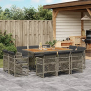 vidaXL Set da Pranzo da Giardino 11pz con Cuscini in Polyrattan Grigio