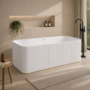 Vasca freestanding 170cm rettangolare con superficie cannettata in bianco lucido Venere