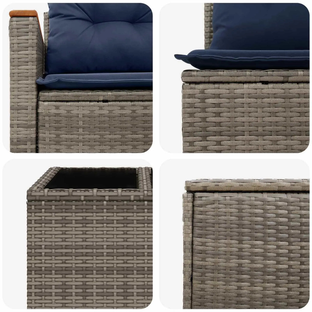 Set di divani 6 pz Grigio e Blu Navy Rattan sintetico e Acciaio 3447617