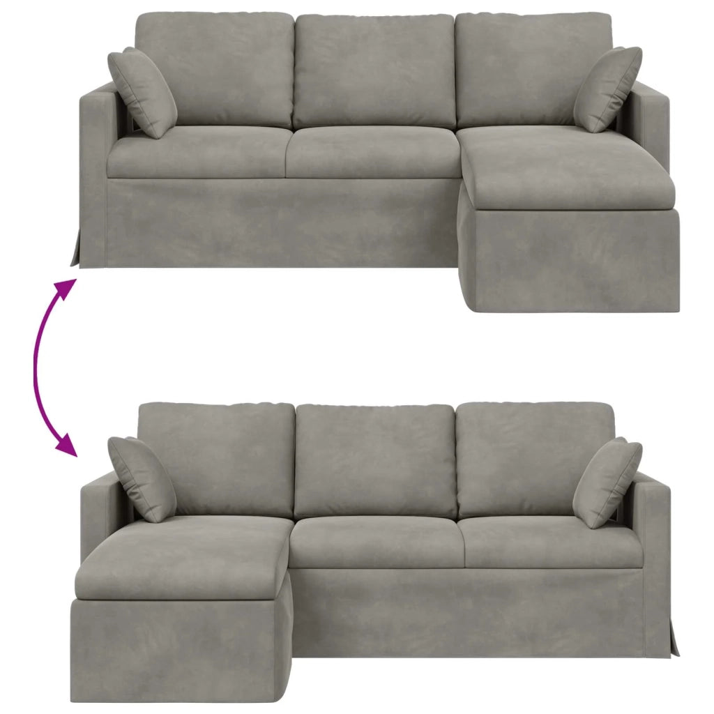 Divano Grigio chiaro 198 x 134 x 80 cm Velluto 42024458