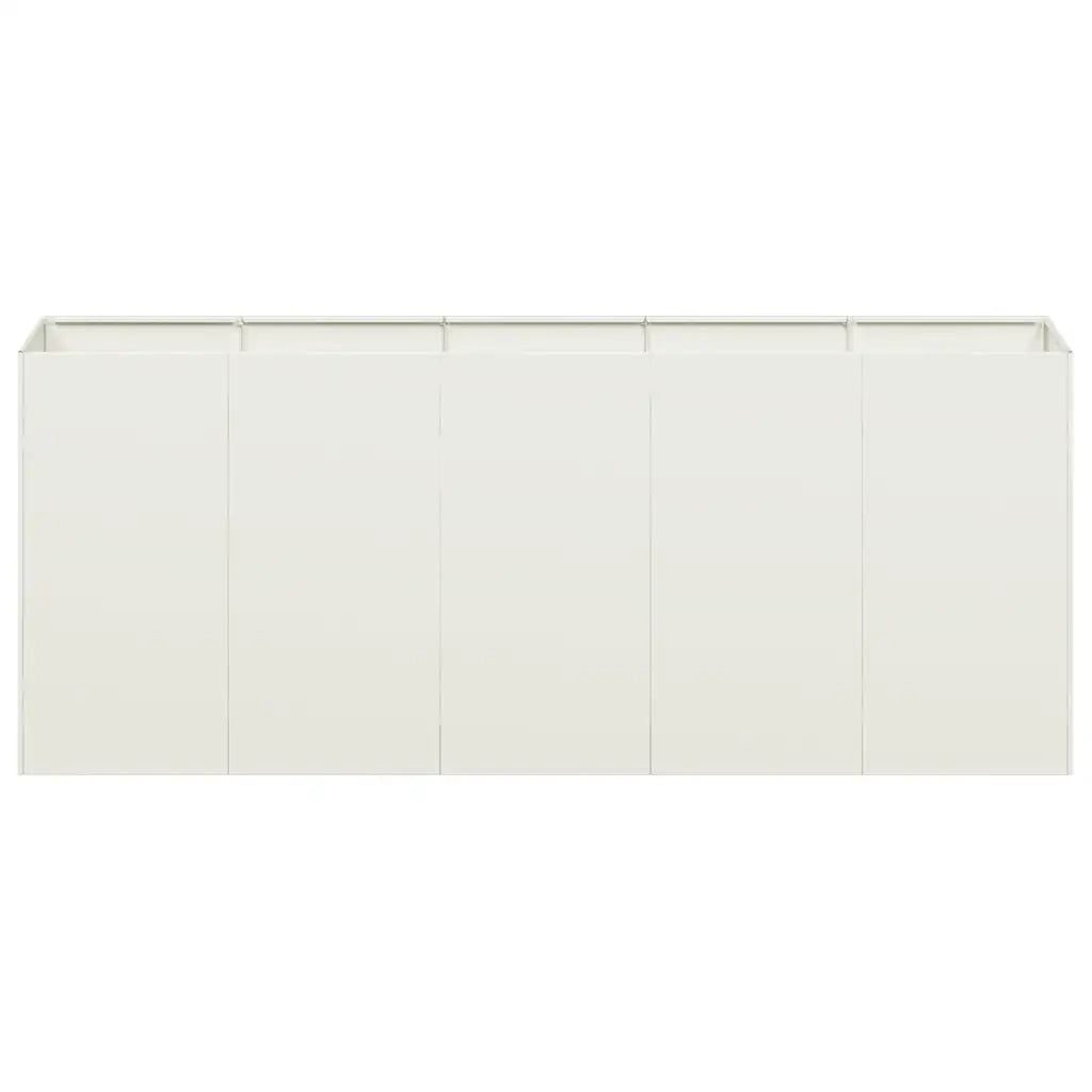 Fioriera moderna bianca per giardino o balcone 200 x 40 x 80 cm stabile e decorativa realizzata in acciaio laminato a freddo bianco 02_0051512