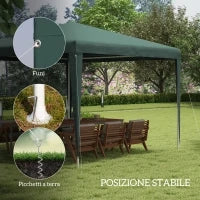 Gazebo da Giardino 3x3 m e Portatile con Copertura Anti UV, Verde
