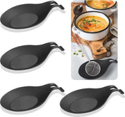 Set di sostegni per cucchiai in silicone da 4 | Utensili da cucina resistenti al calore | Sostegni per cucchiai pratici per cucina e ristorante