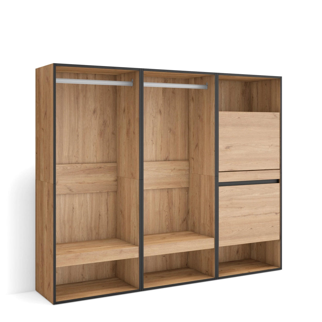 Armadio Aperto, 180x35x145cm, Camera da letto, Scarpiera, colore Rovere RF3496