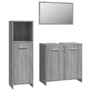 Set Mobili da Bagno | Armadio da bagno 3 pz Grigio Sonoma in Legno Multistrato
