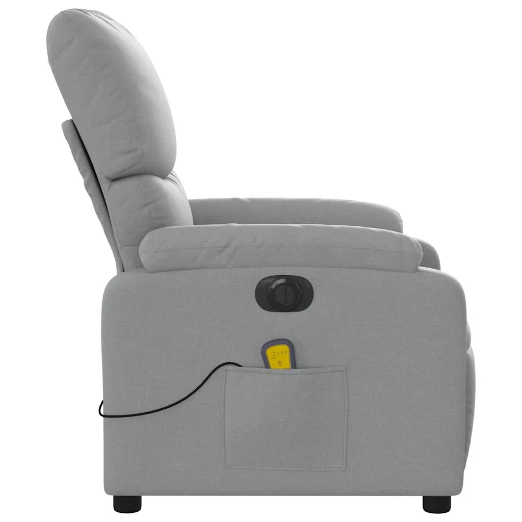 Divano Sedia-Poltrona Reclinabile Massaggio Elettrica Grigio Chiaro Tessuto 374566