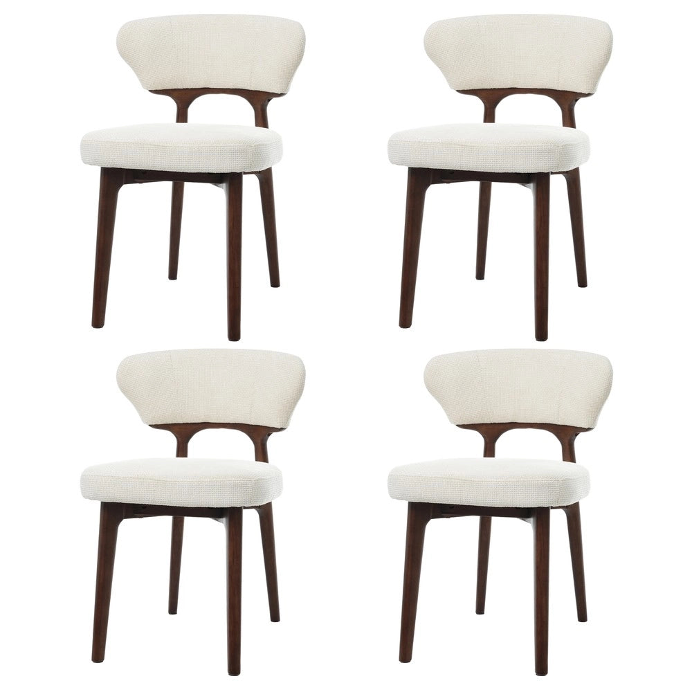 4 Sedie da pranzo in legno massello - Zephmum- Comode e traspiranti, stile moderno, colore beige chiaro