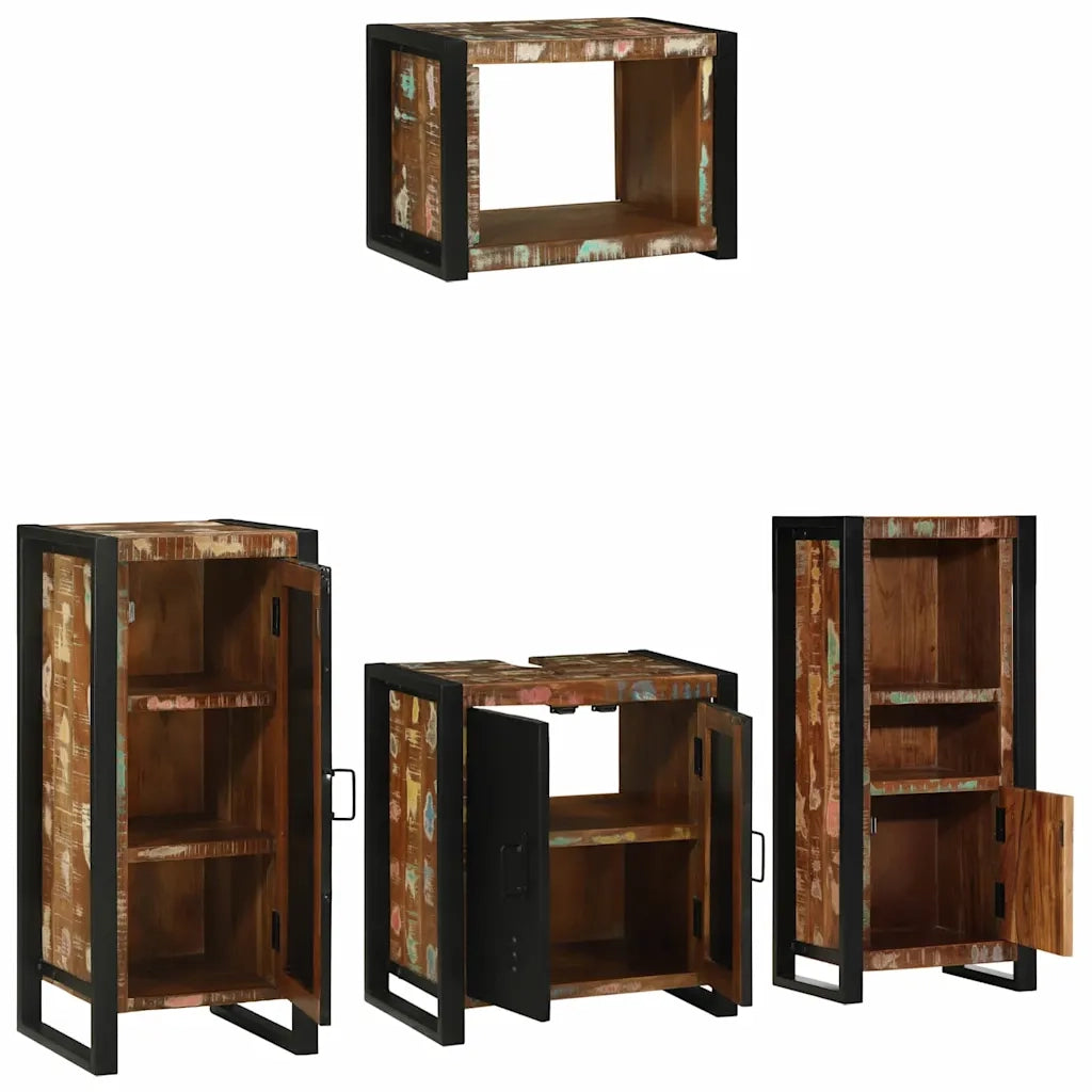 Set di mobili per il bagno 4 pcs Legno Recuperato Massello