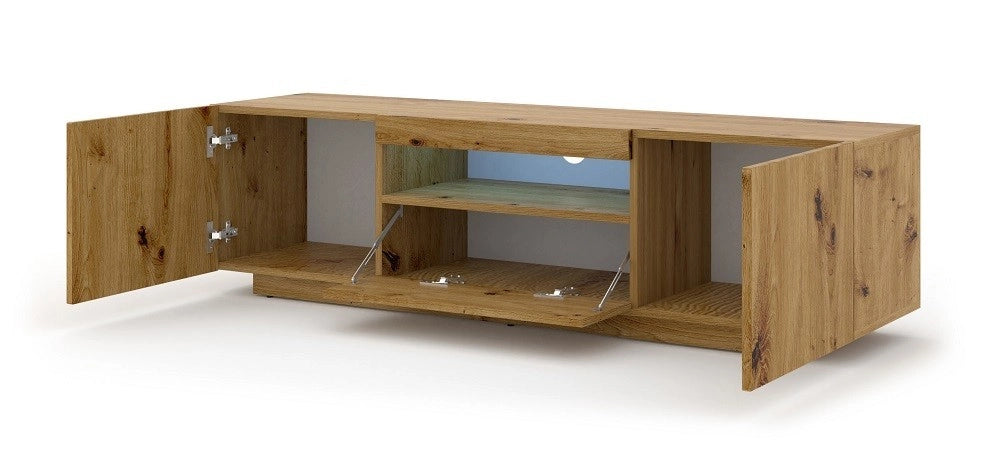 Mobile TV sospeso o a terra Led Incluso 150x42/36x37 Cm STAND AURA Rovere