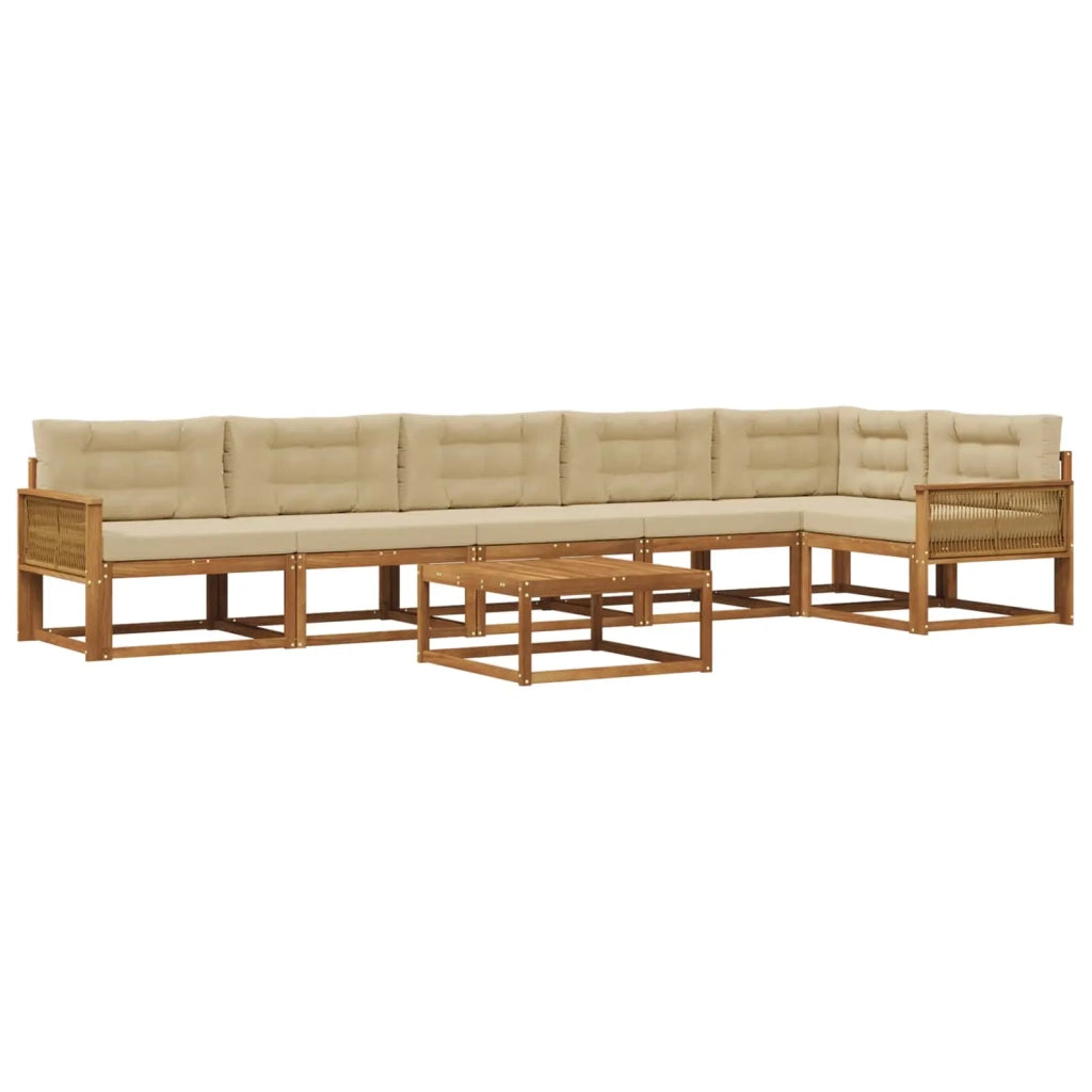 Set di divani da esterno con cuscino 7 pcs Naturale e Beige