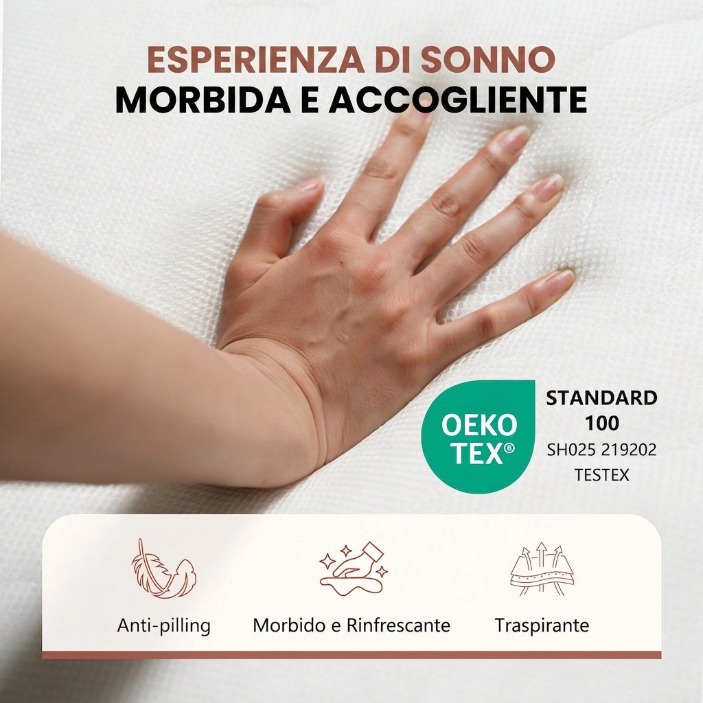 Materasso in Schiuma 120x200 cm; Ortopedico Una Piazza e Mezza; Altezza 16 cm; Rivestimento 3D; Sfoderabile