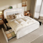 letto imbottito sherpa bianco 140x200 cm